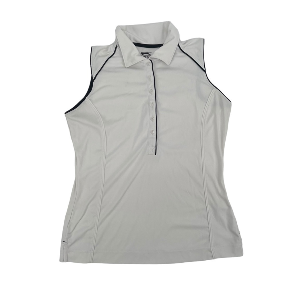 Slazenger White Black Piping Sleeveless Collared Golf Shirt Size S Women's